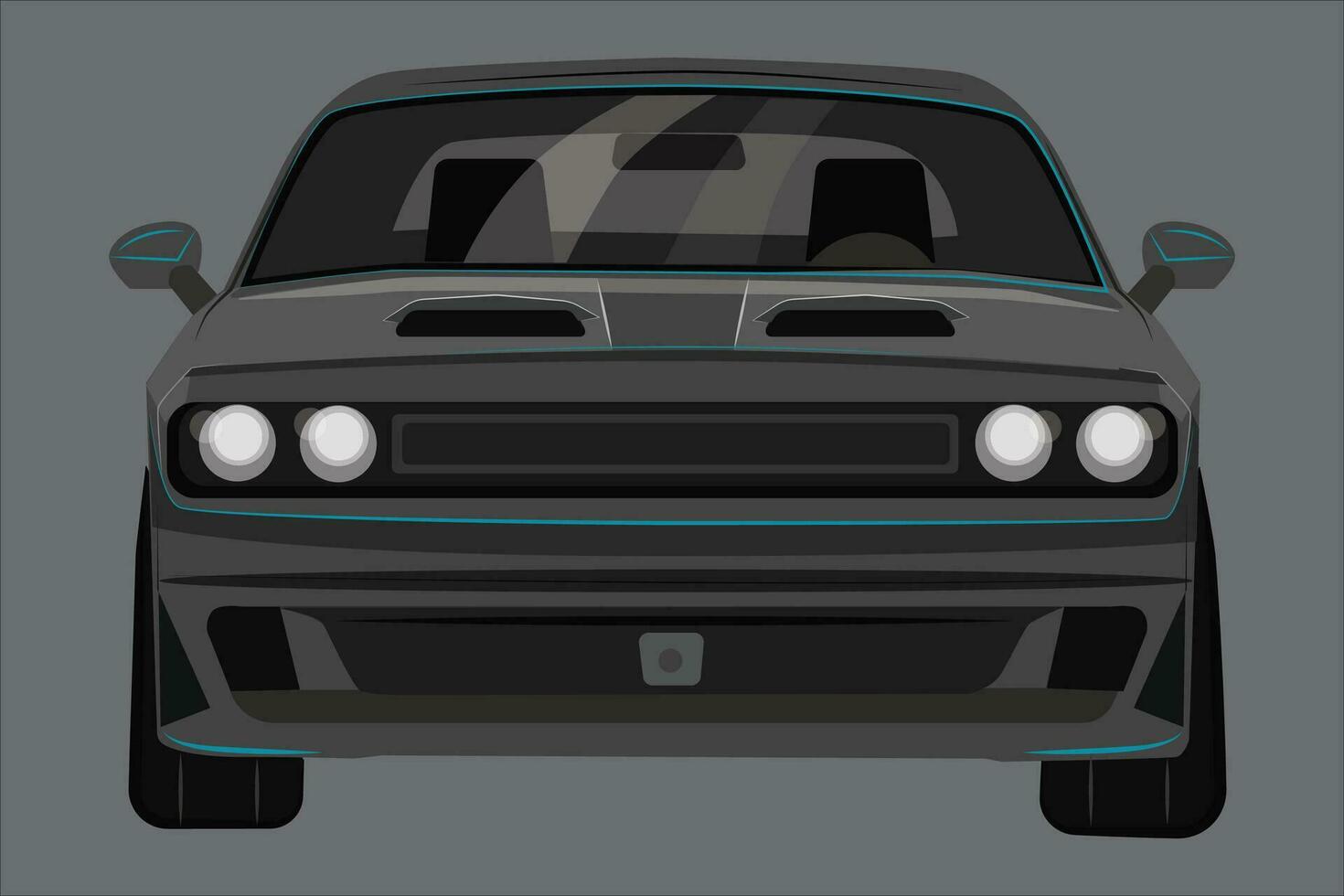 Black sports car vector template, elegant luxury car. View from the front. sports car, urban car