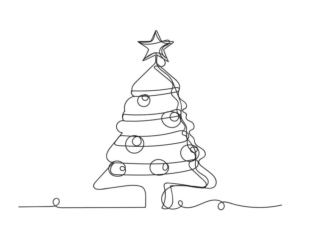 Christmas tree continuous one line icon vector illustration.