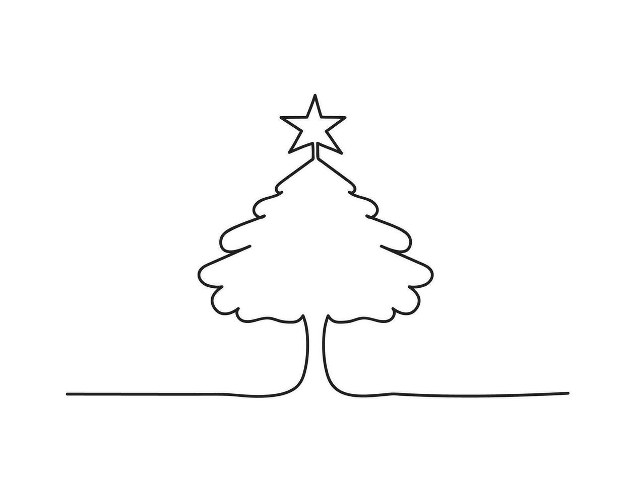 Christmas tree continuous one line icon vector illustration.