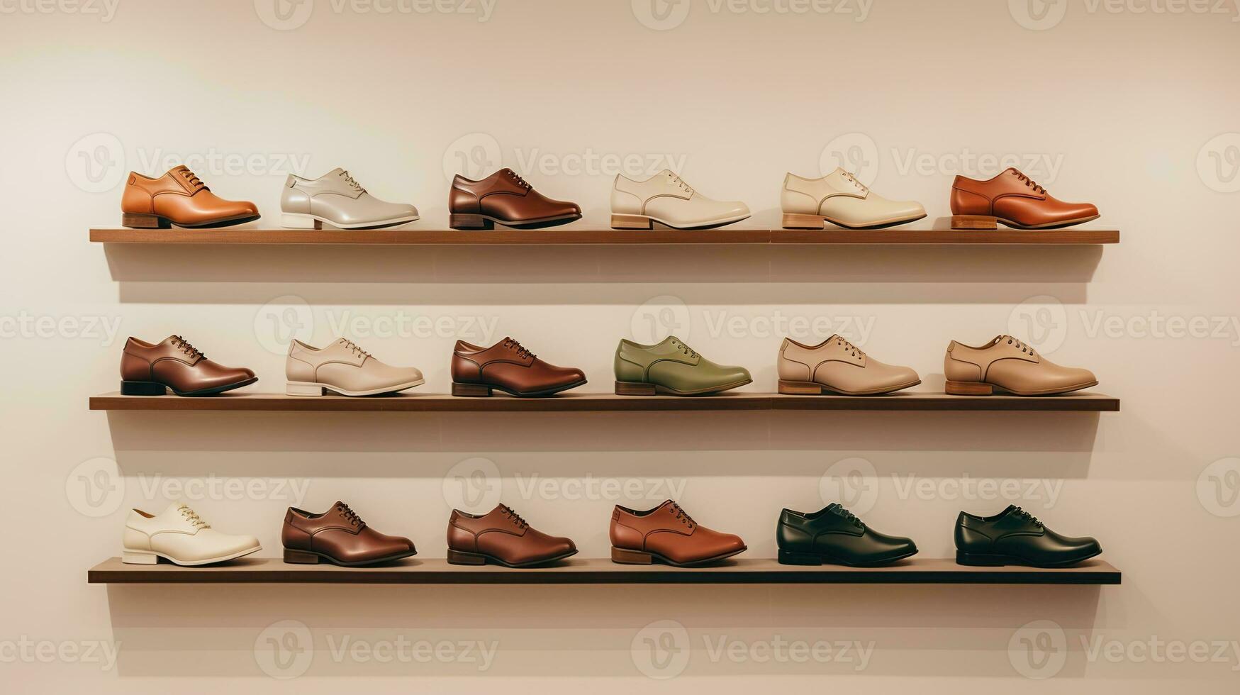 Generative AI, Shoes store aesthetic background, muted neutral colors photo