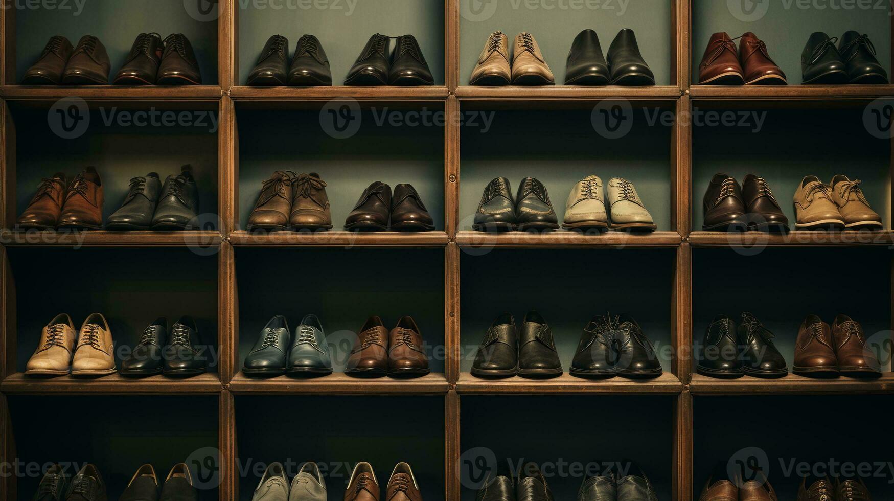 Generative AI, Shoes store aesthetic background, muted neutral colors photo