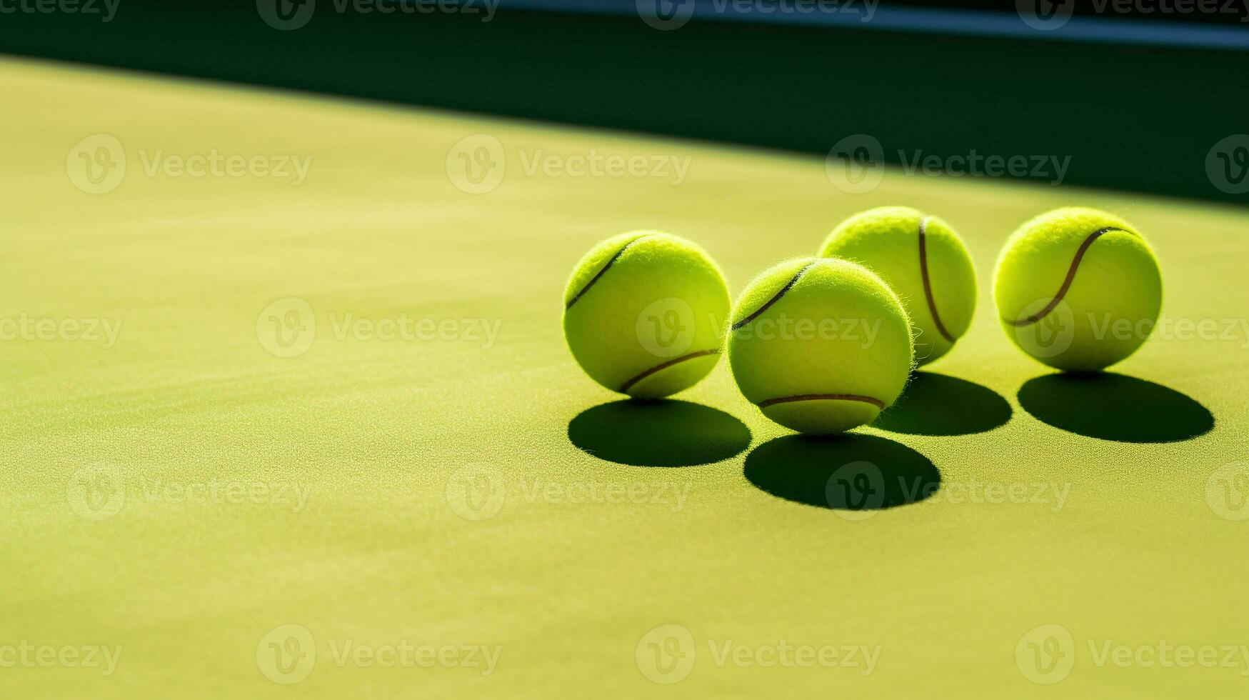 Generative AI, Close up tennis balls on the court, sport, recreation concept photo