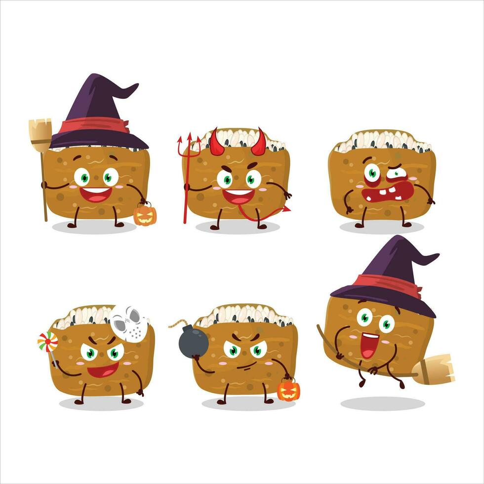 Halloween expression emoticons with cartoon character of inarizushi vector