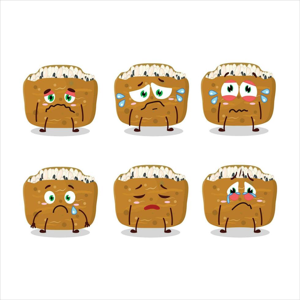 Inarizushi cartoon in character with sad expression vector