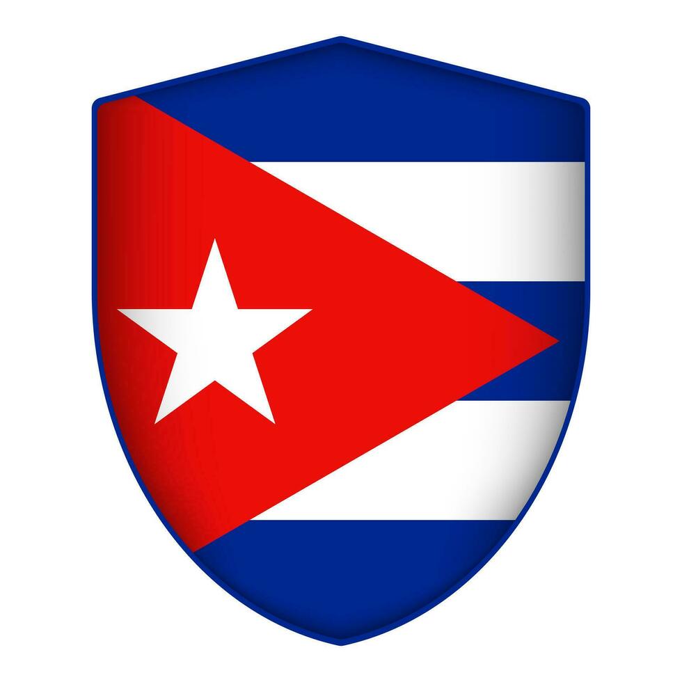 Cuba flag in shield shape. Vector illustration.