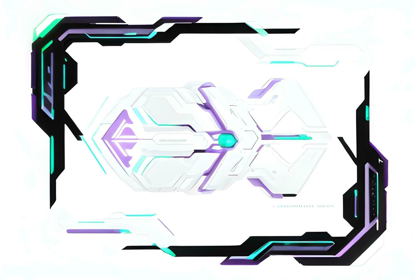 Futuristic border frame with neon lighting white background ai generative photo