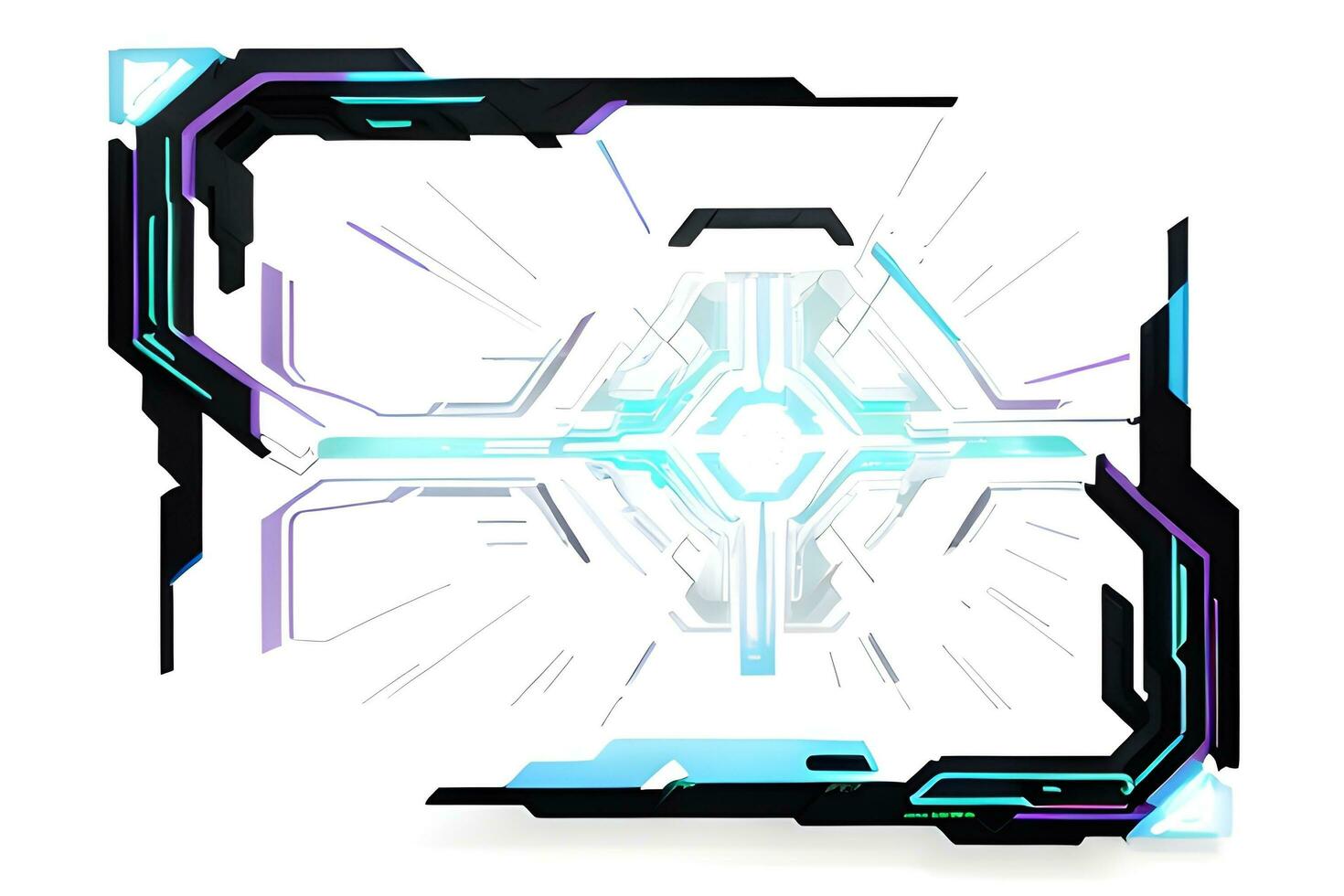 Futuristic border frame with neon lighting white background ai generative photo