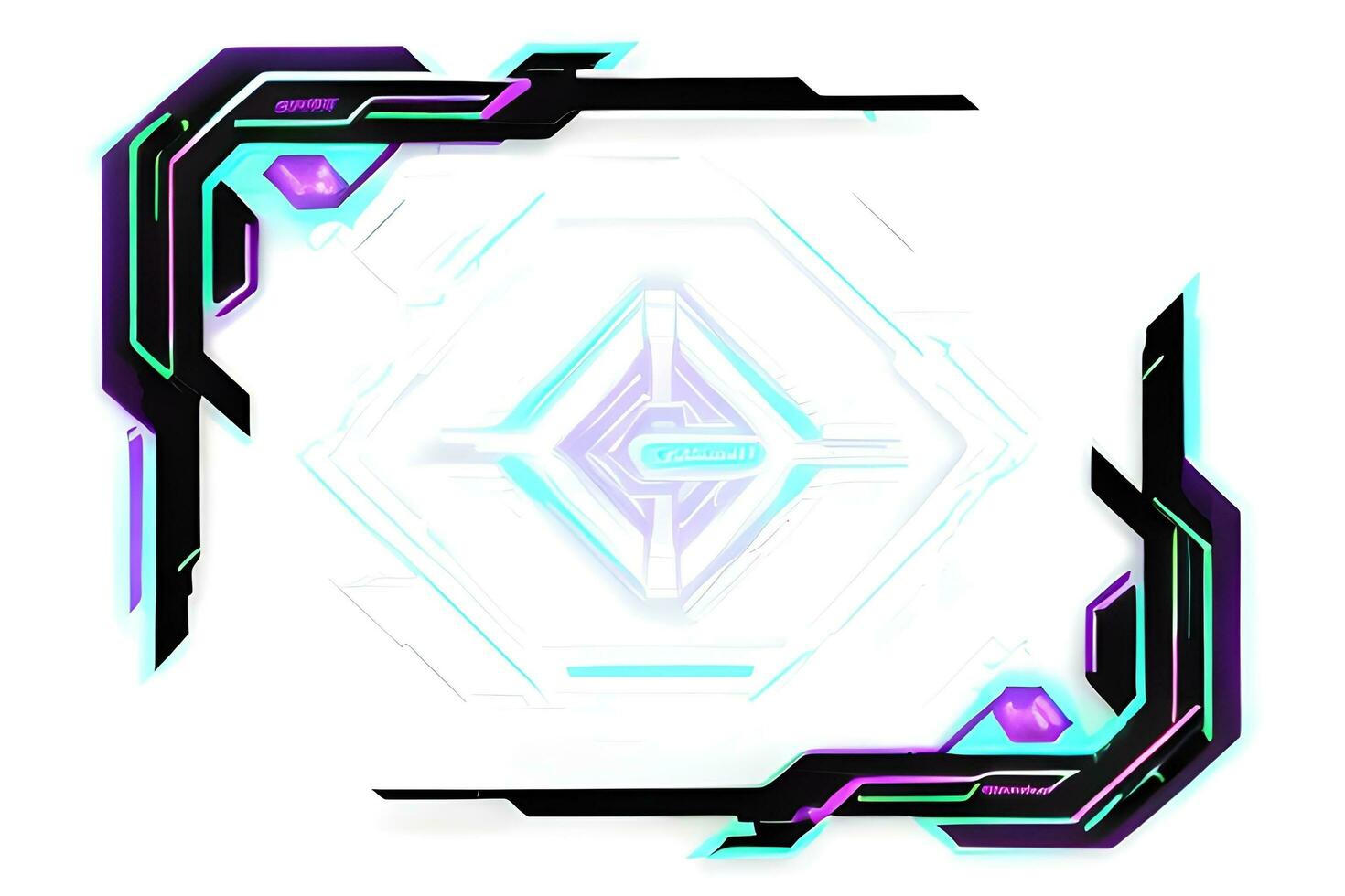 Futuristic border frame with neon lighting white background ai generative photo