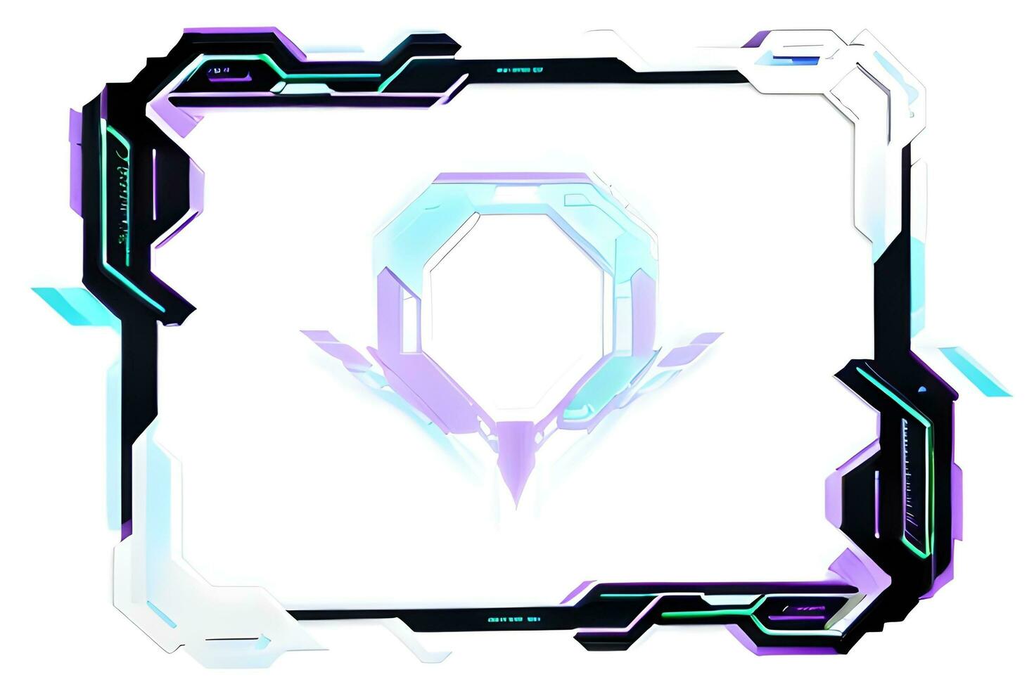 Futuristic border frame with neon lighting white background ai generative photo