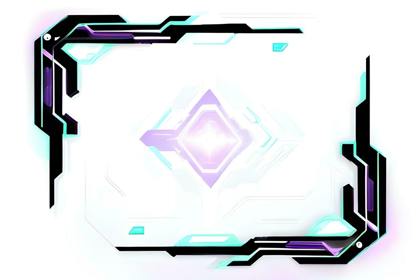Futuristic border frame with neon lighting white background ai generative photo