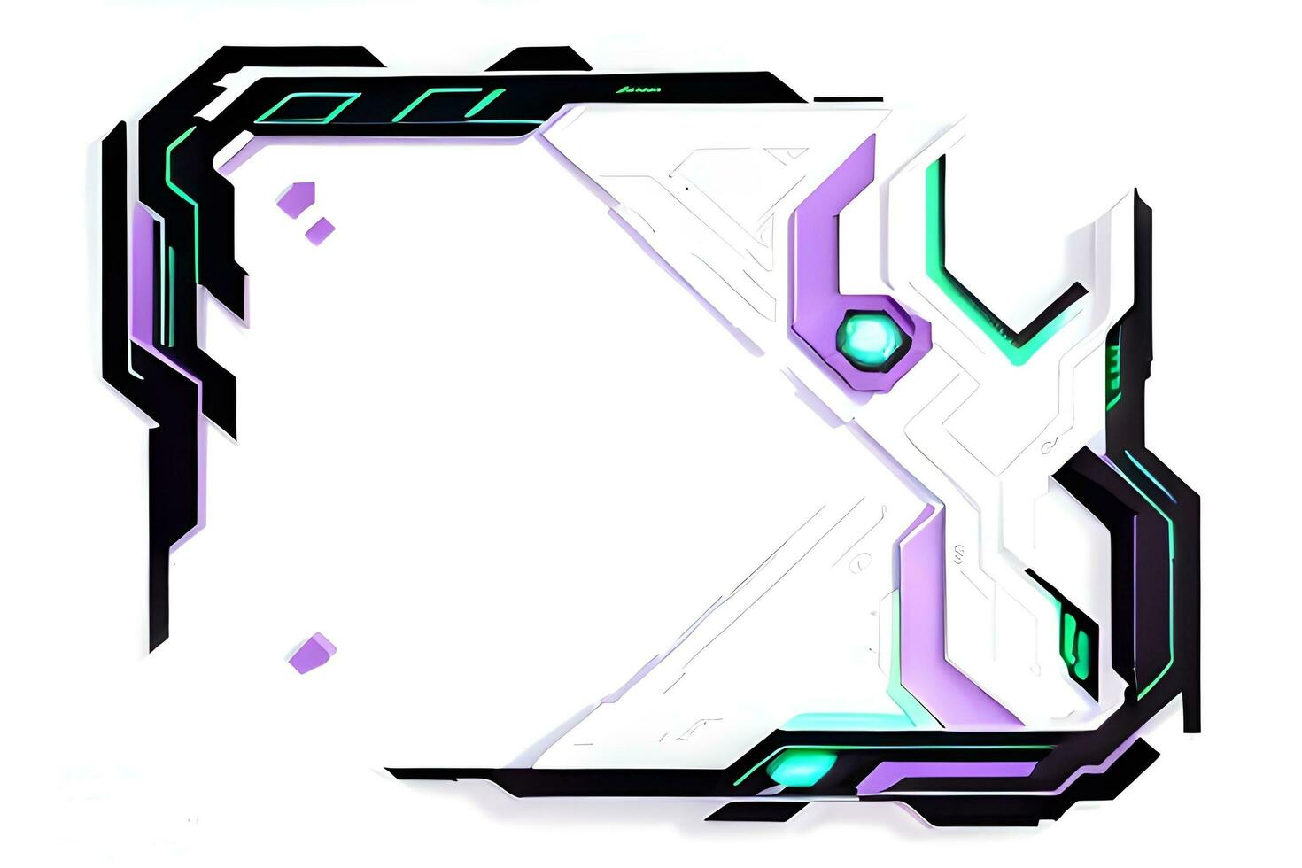 Futuristic border frame with neon lighting white background ai generative photo