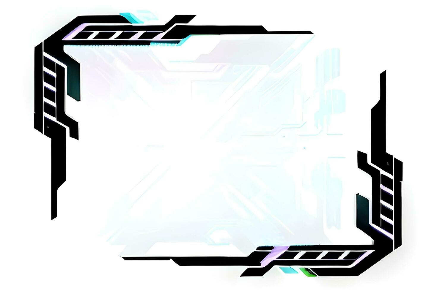 Futuristic border frame with neon lighting white background ai generative photo