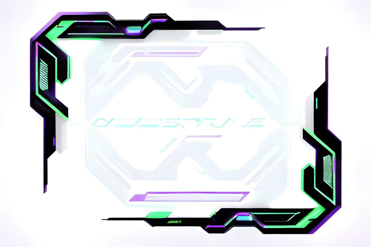 Futuristic border frame with neon lighting white background ai generative photo