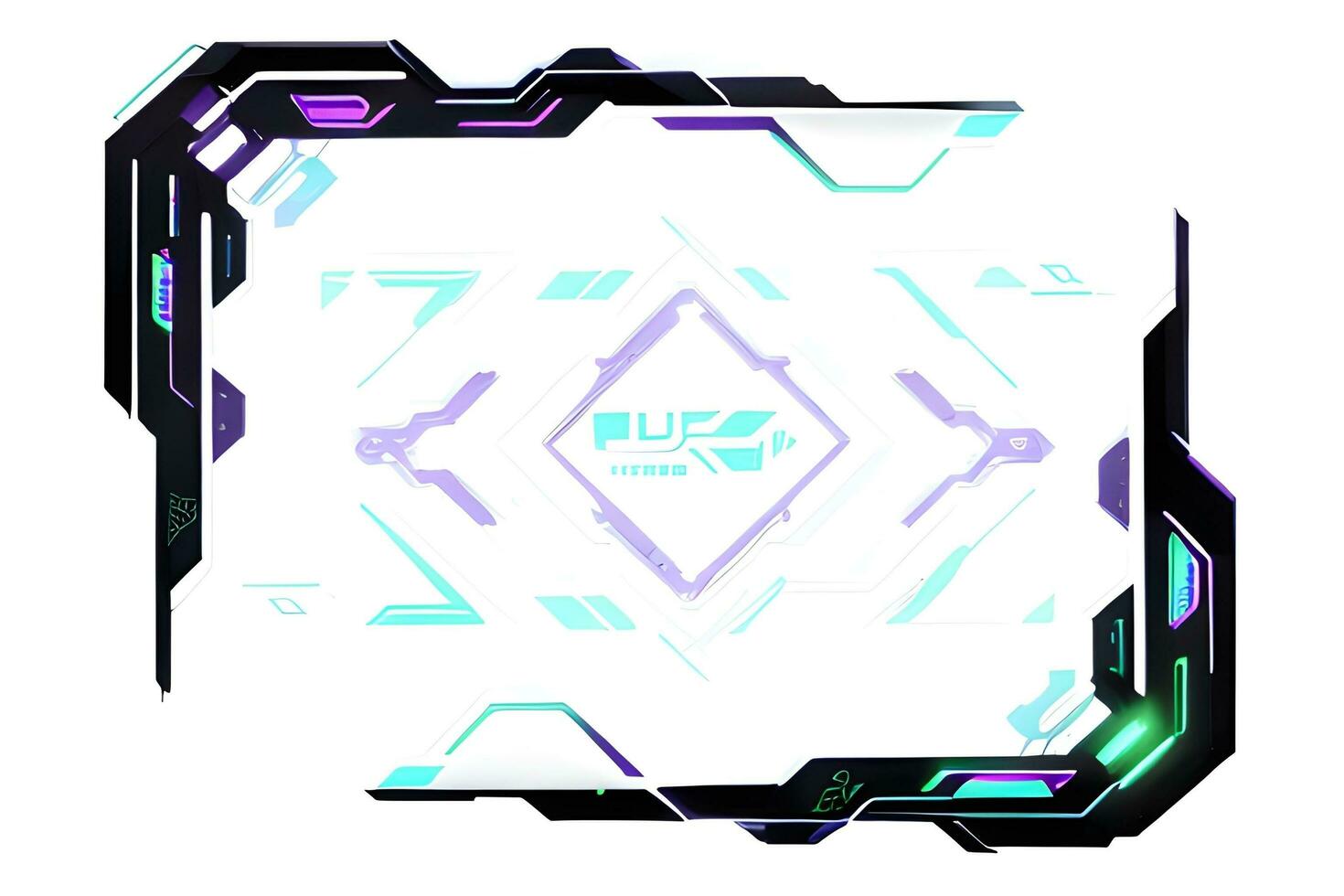 Futuristic border frame with neon lighting white background ai generative photo