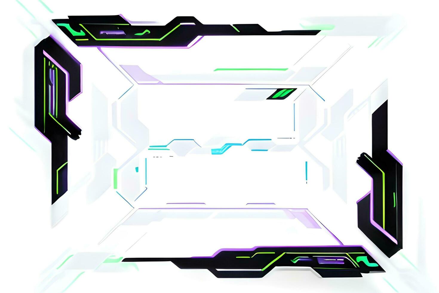 Futuristic border frame with neon lighting white background ai generative photo