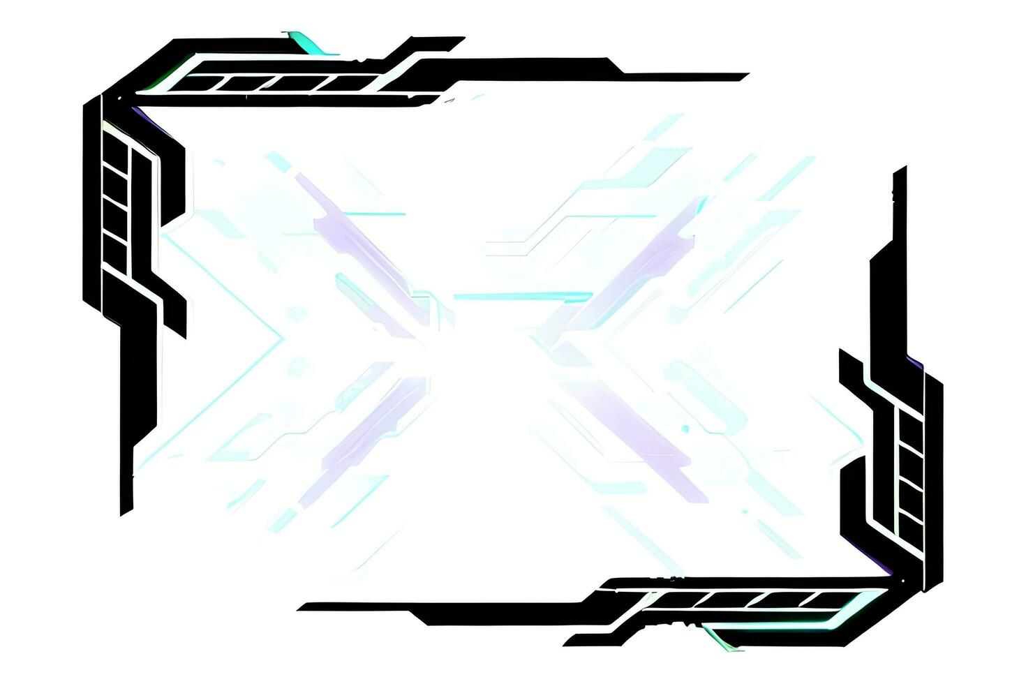Futuristic border frame with neon lighting white background ai generative photo