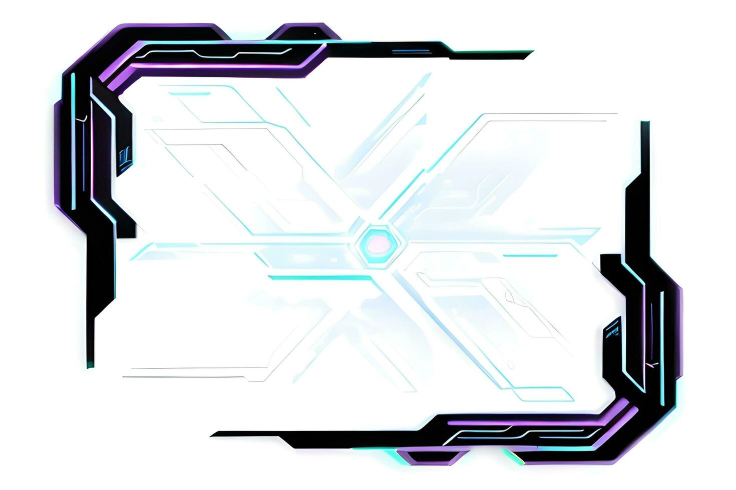 Futuristic border frame with neon lighting white background ai generative photo