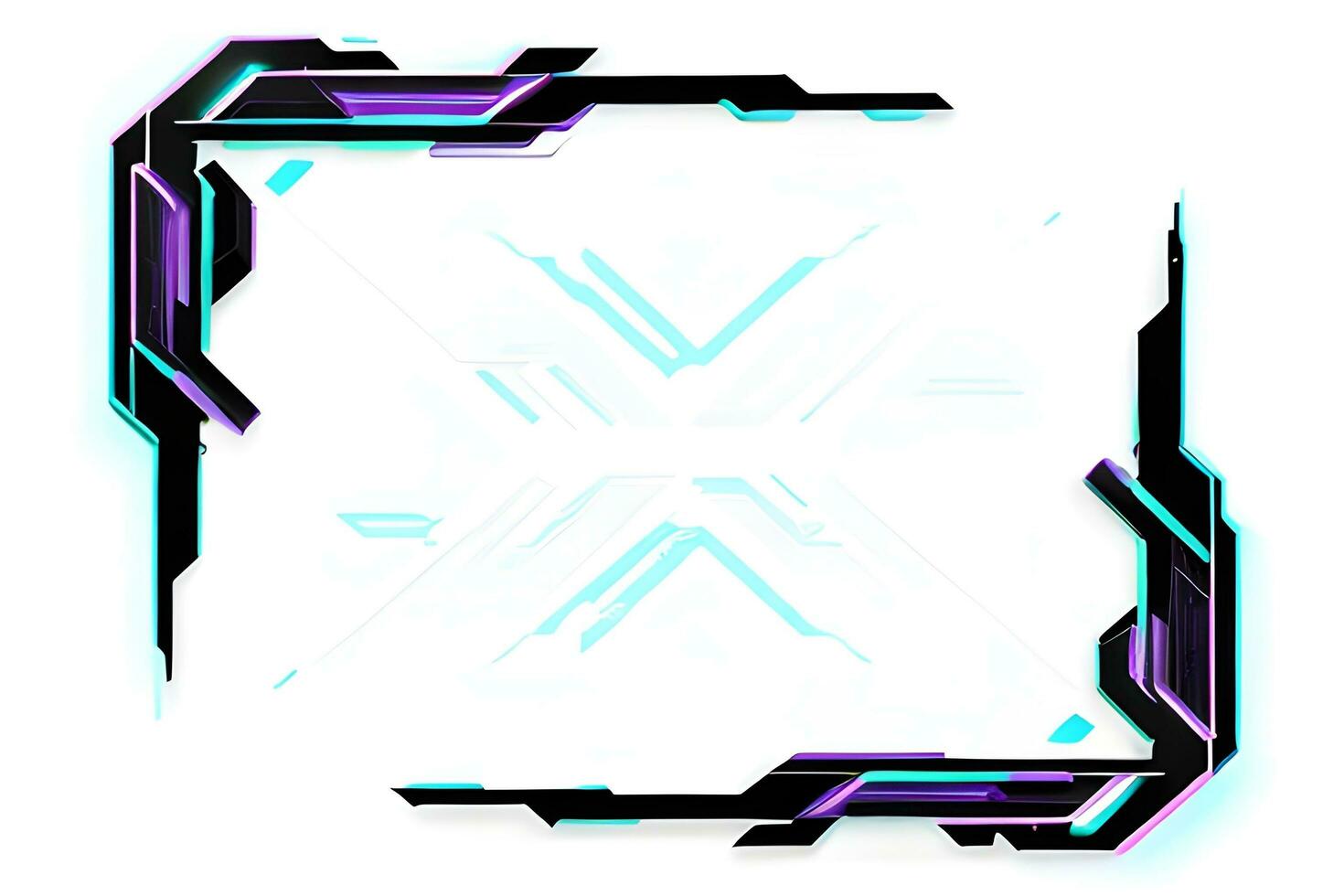 Futuristic border frame with neon lighting white background ai generative photo
