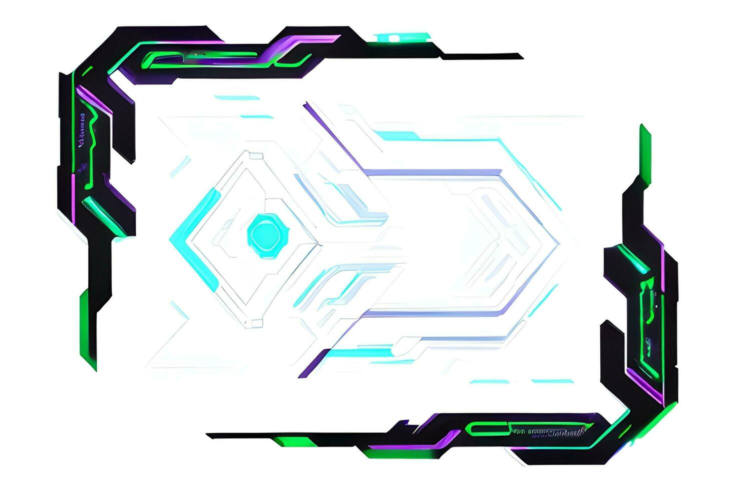 Futuristic border frame with neon lighting white background ai generative photo