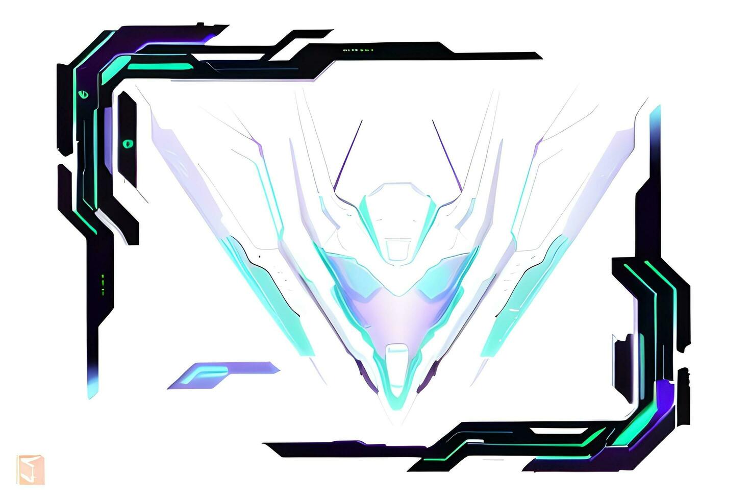 Futuristic border frame with neon lighting white background ai generative photo