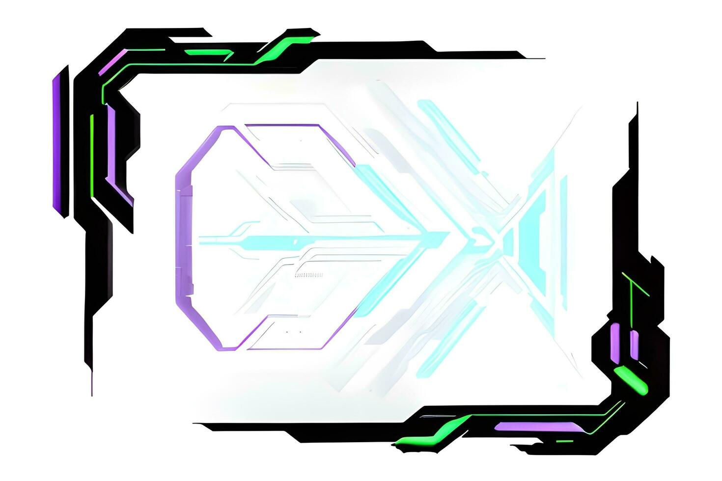 Futuristic border frame with neon lighting white background ai generative photo