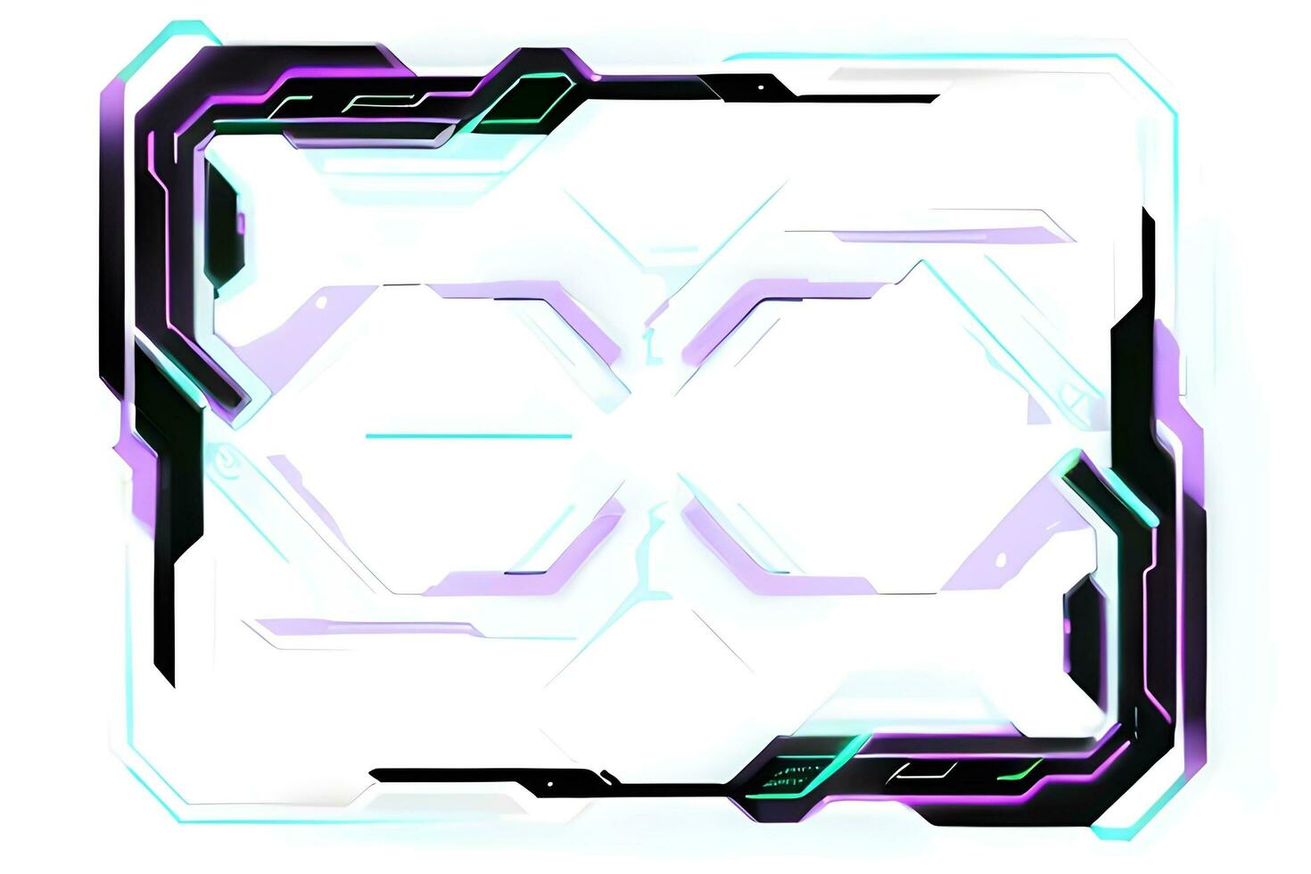 Futuristic border frame with neon lighting white background ai generative photo