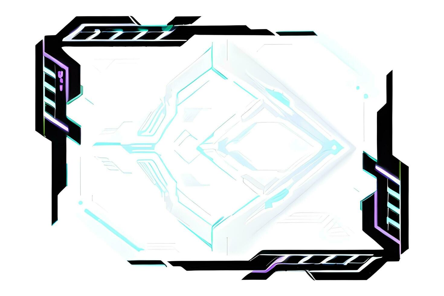 Futuristic border frame with neon lighting white background ai generative photo