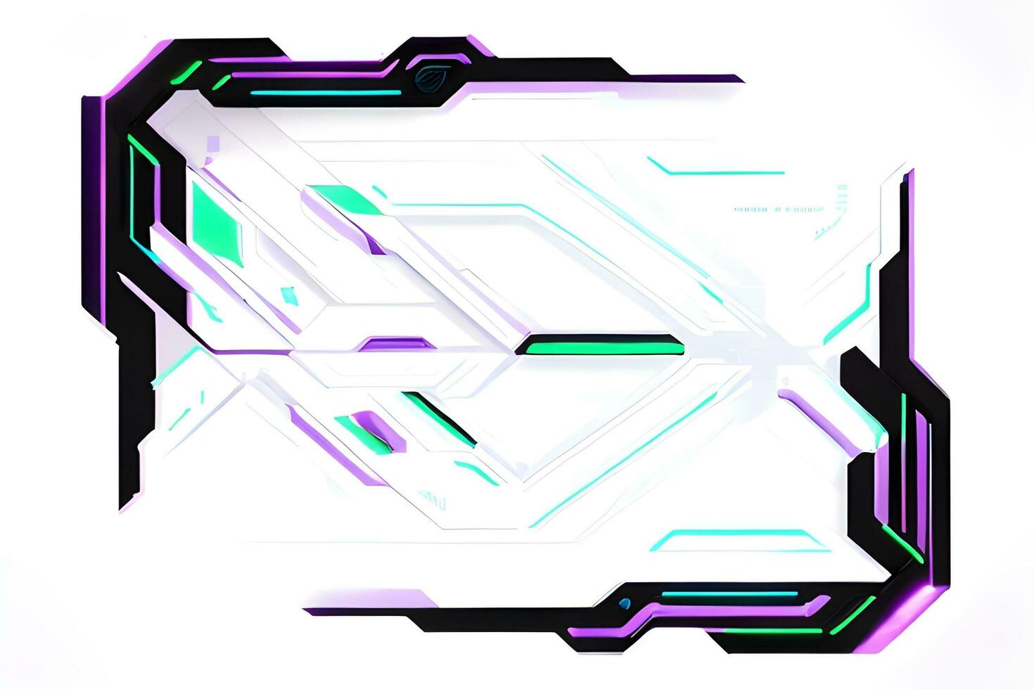 Futuristic border frame with neon lighting white background ai generative photo