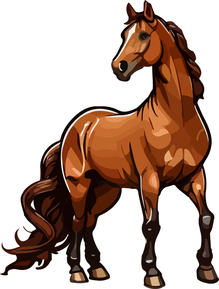 Brown Horse Cartoon Logo AI Generative png