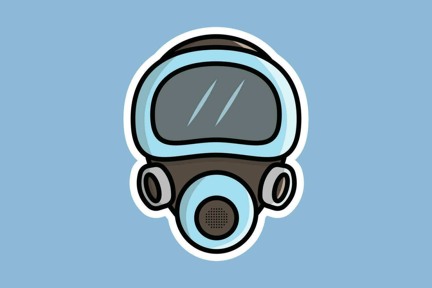 Full Face Gas Mask Sticker vector illustration. People safety objects icon concept. Full face respirator mask for smoke protection sticker design logo.