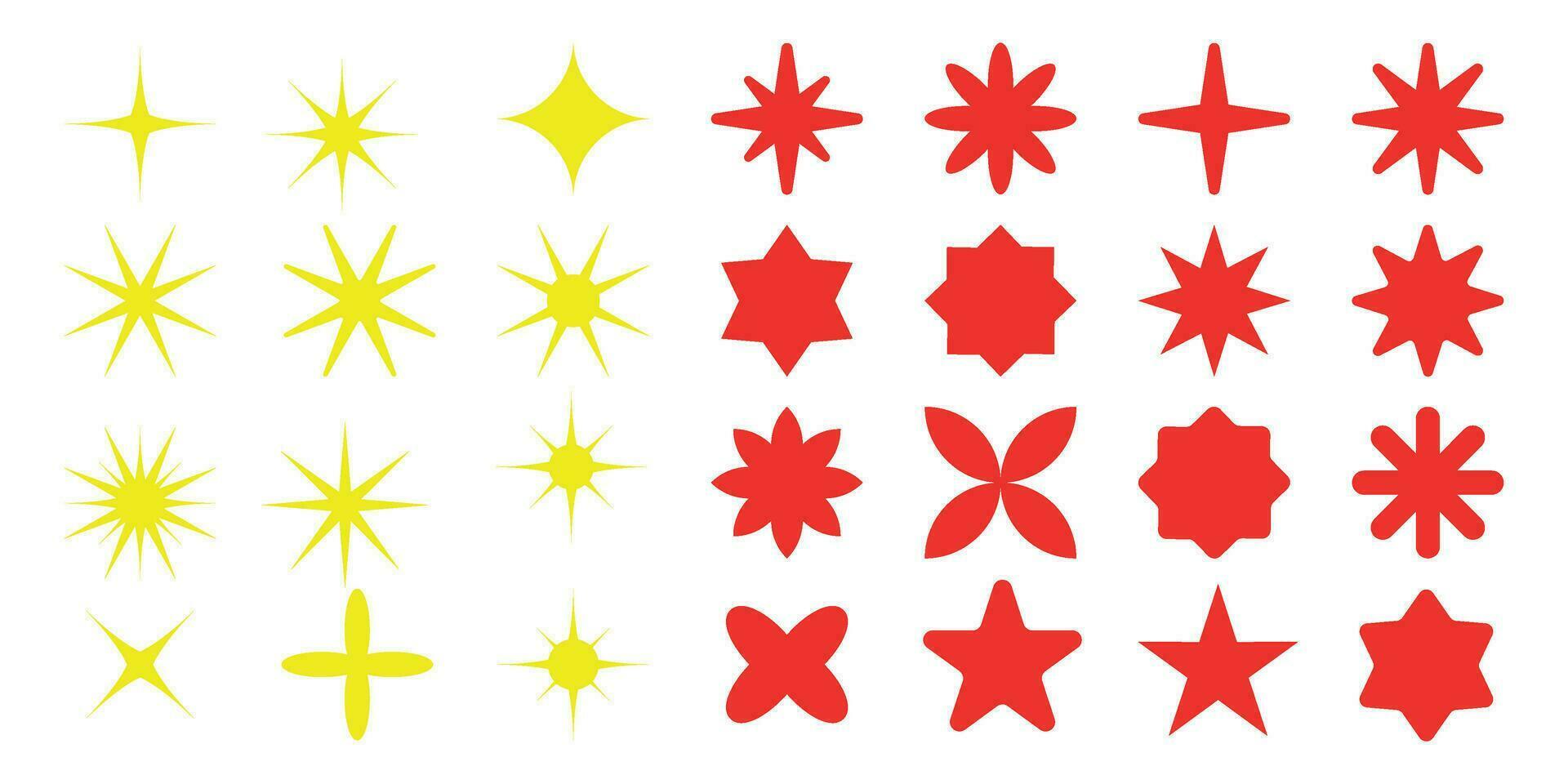 Star collection. Star explosion sticker vector set. Star icon. Starburst flower. Star blank label, sticker emblem. Glowing symbols