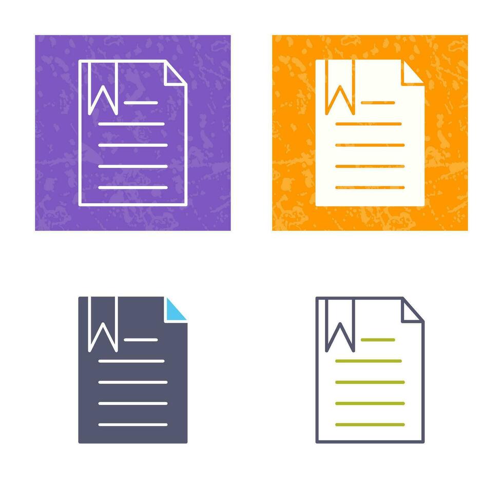 Unique Bookmarked Document Vector Icon