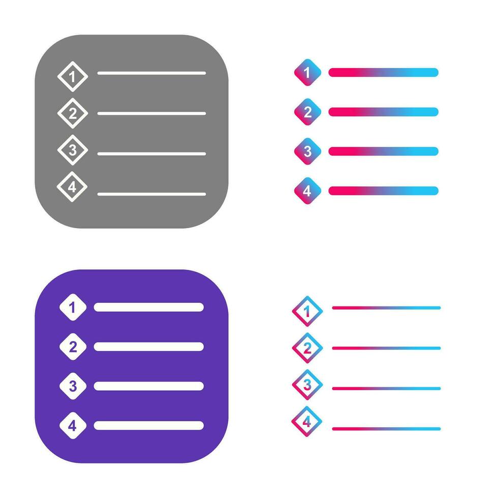 Unique Numbered list Vector Icon