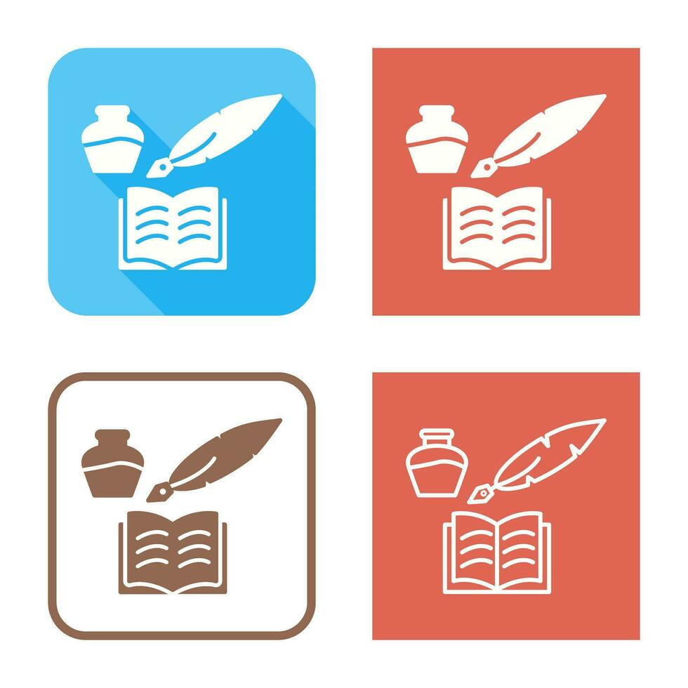 Unique Quill and Book Vector Icon