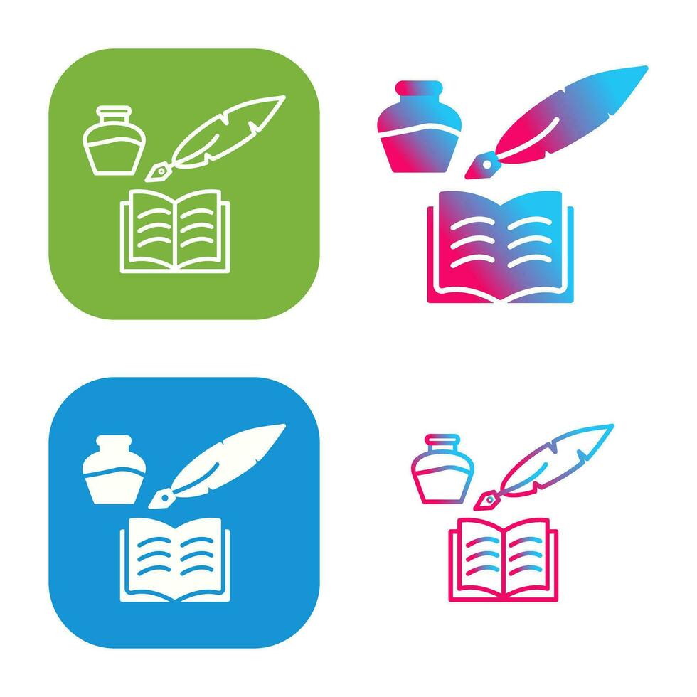 Unique Quill and Book Vector Icon