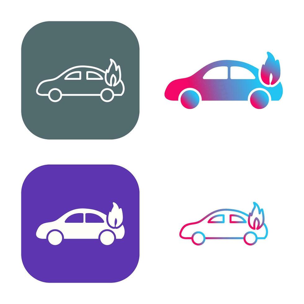 coche único en icono de vector de fuego