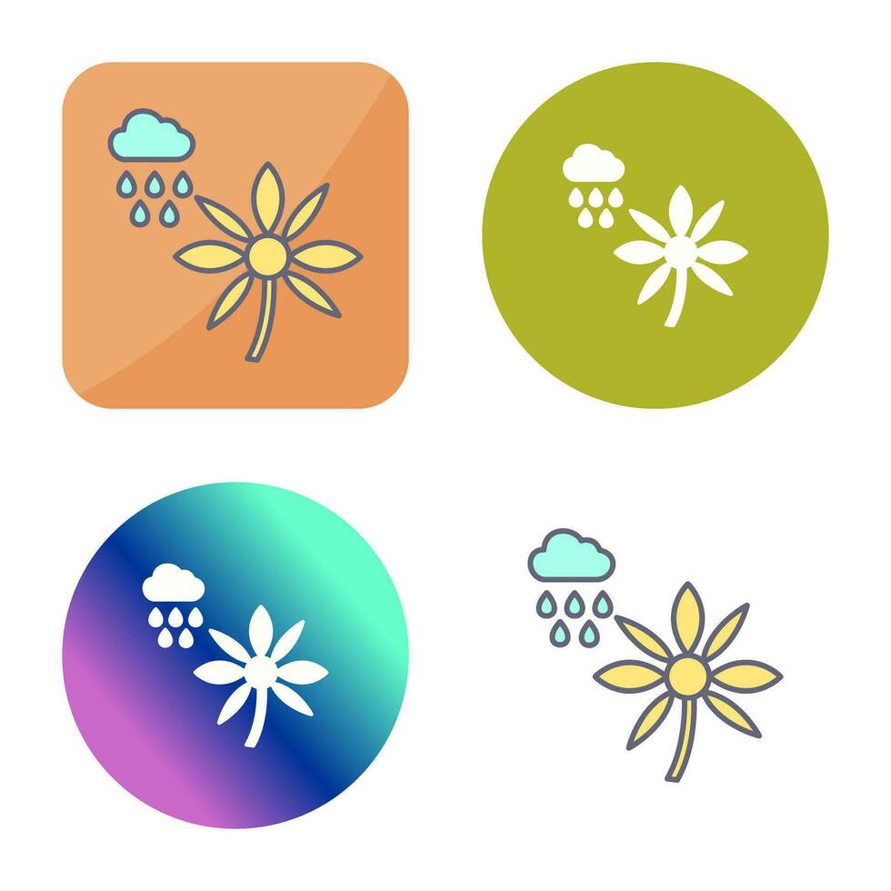 Flower with rain Vector Icon