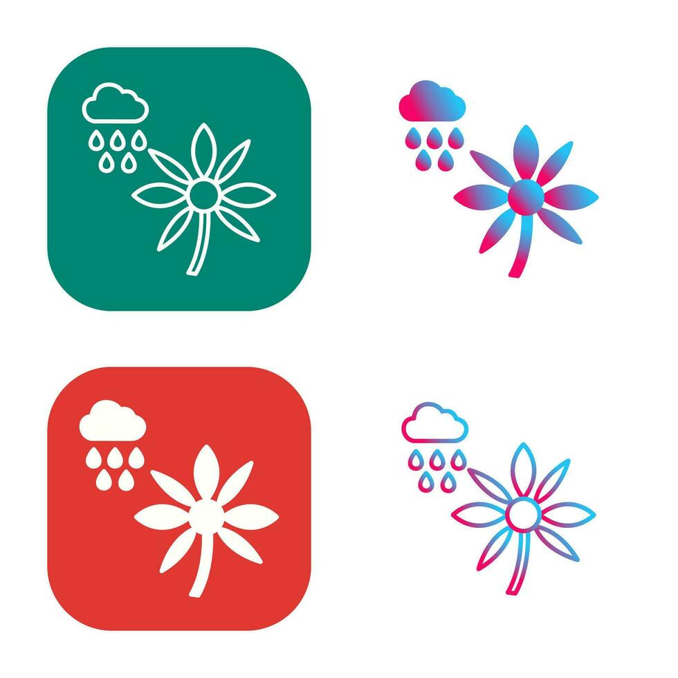 Flower with rain Vector Icon