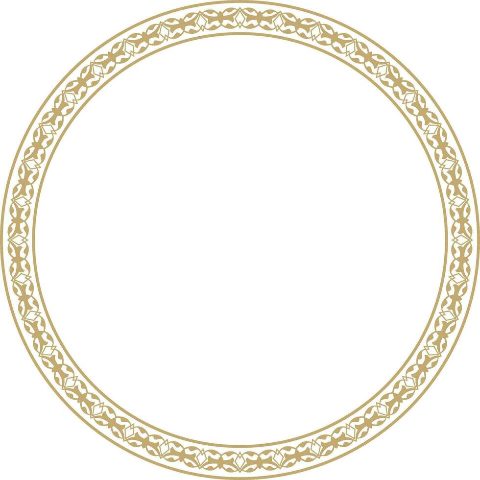 Vector golden round Turkish ornament. Ottoman circle, ring, frame
