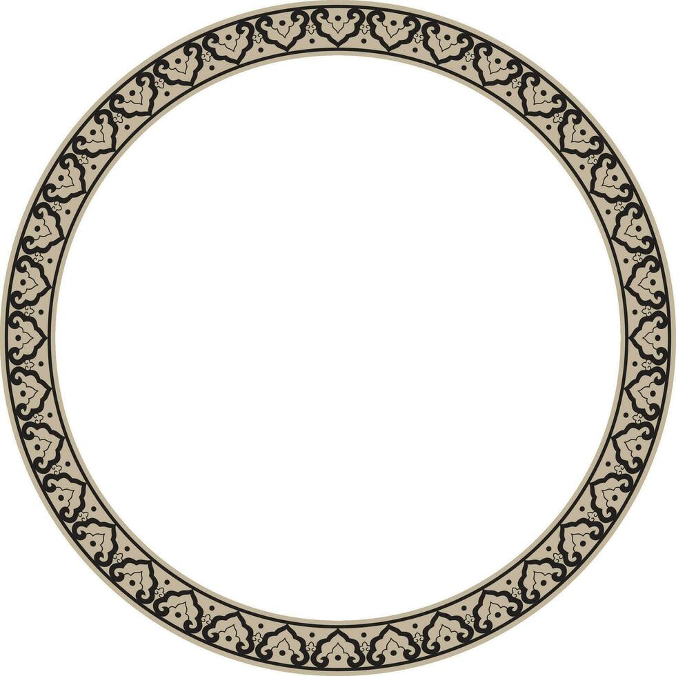 Vector gold and black frame, border, Chinese ornament. Patterned circle, ring of the peoples of East Asia, Korea, Malaysia, Japan, Singapore, Thailand
