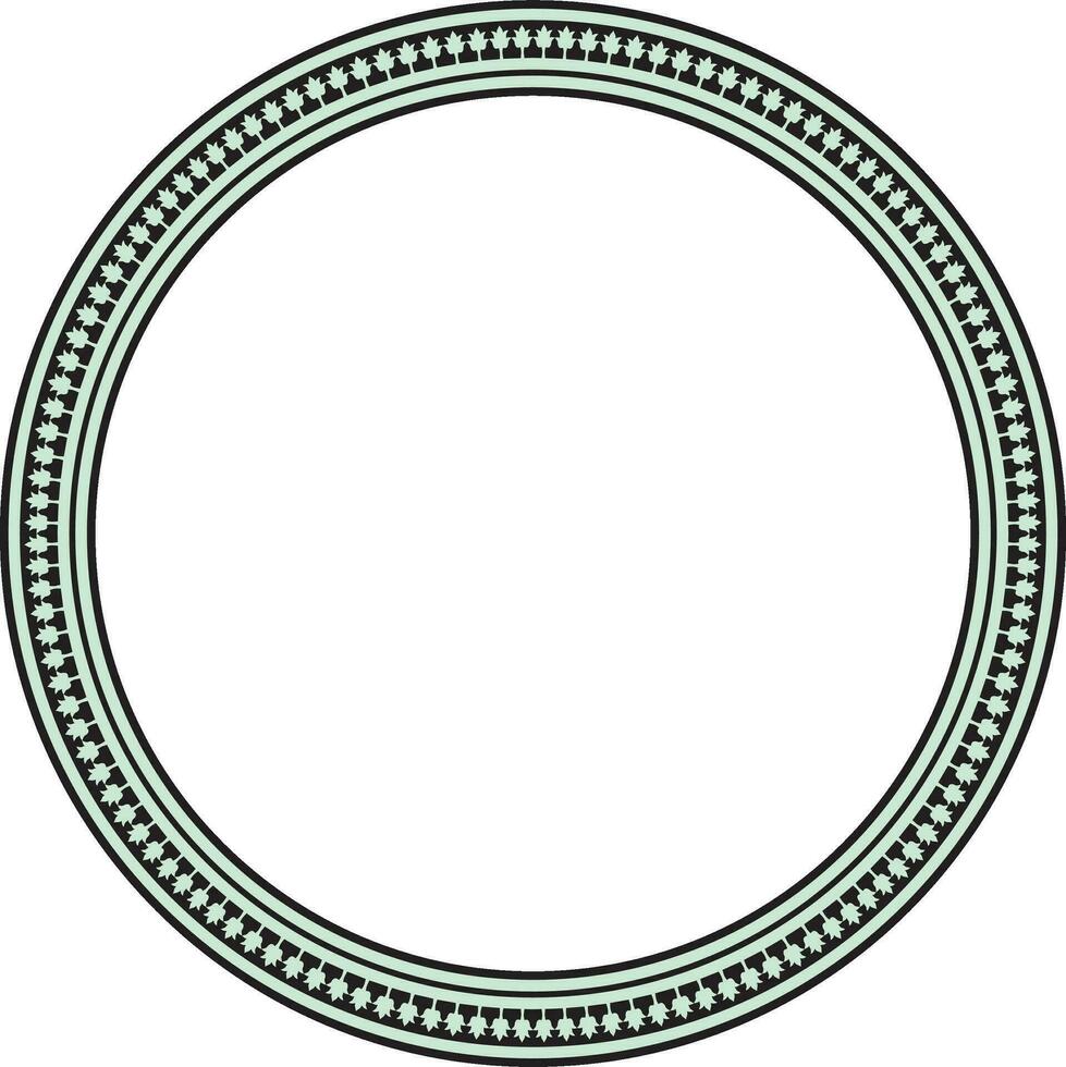 Vector green and black round byzantine ornament. Circle, border, frame of ancient Greece and Eastern Roman Empire. Decoration of the Russian Orthodox Church