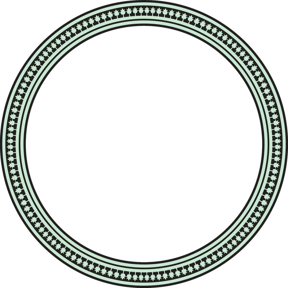 Vector green and black round byzantine ornament. Circle, border, frame of ancient Greece and Eastern Roman Empire. Decoration of the Russian Orthodox Church