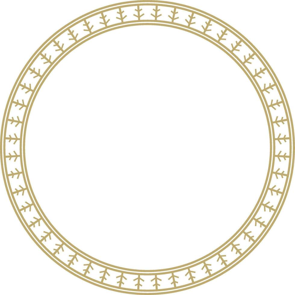 Vector gold round Yakut ornament. Endless circle, border, frame of the northern peoples of the Far East