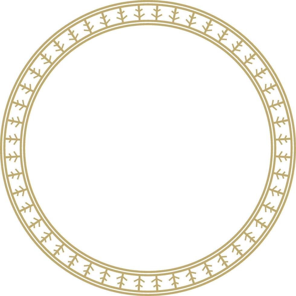 Vector gold round Yakut ornament. Endless circle, border, frame of the northern peoples of the Far East