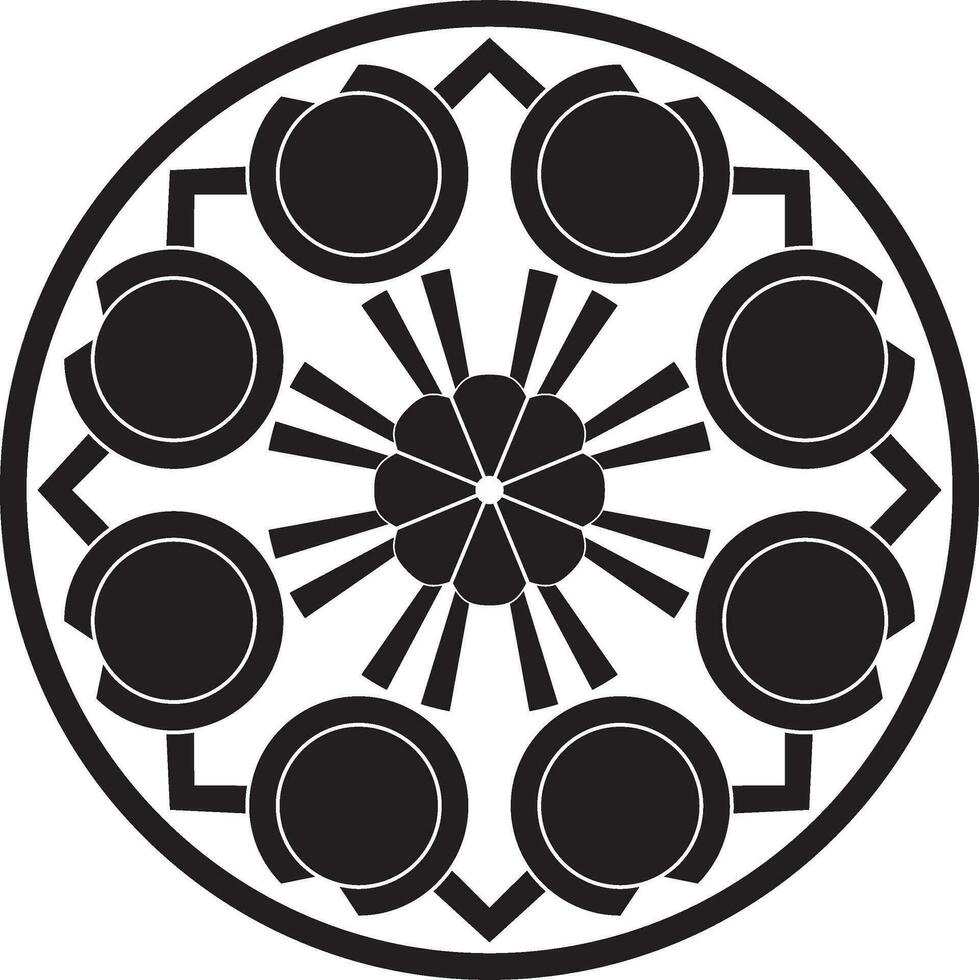Vector monochrome black round turkish ornament. Endless ottoman national circle