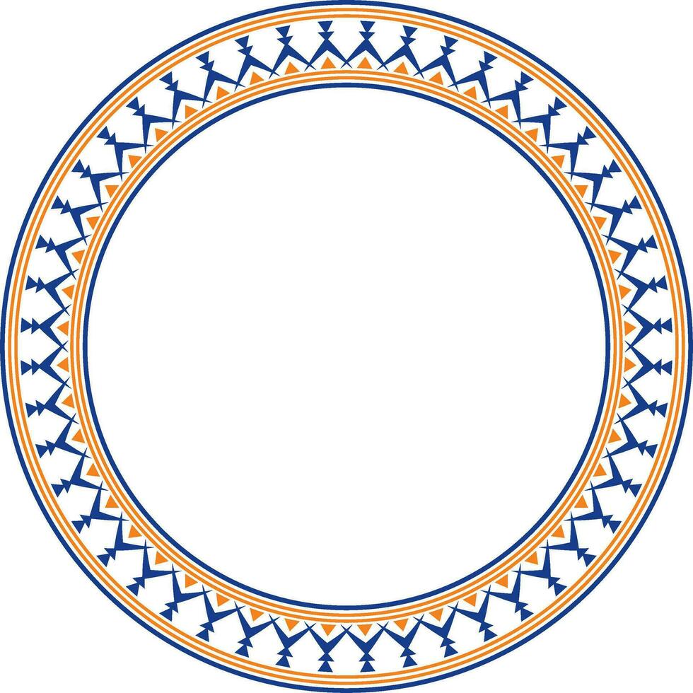 Vector colored round Yakut ornament. Endless circle, border, frame of the northern peoples of the Far East