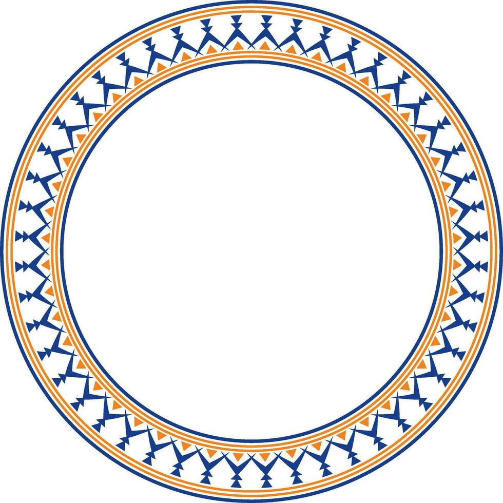 Vector colored round Yakut ornament. Endless circle, border, frame of the northern peoples of the Far East