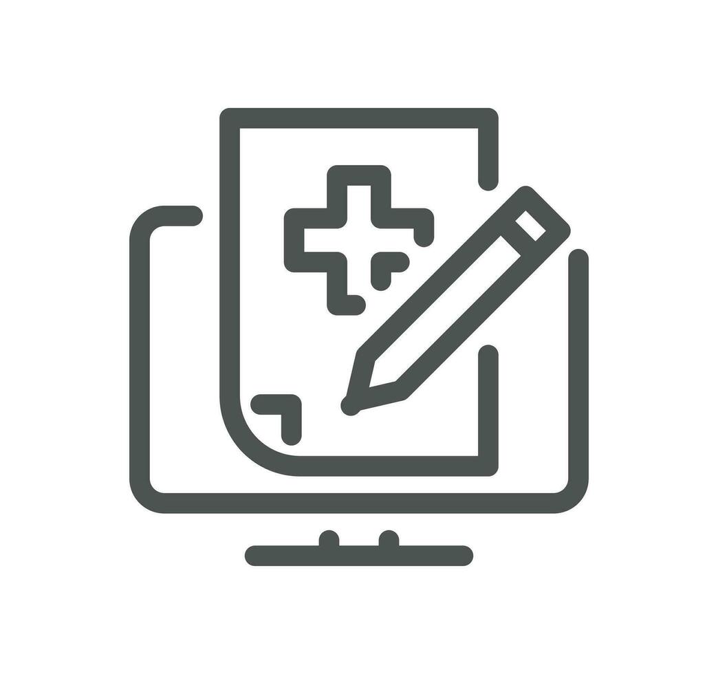 Healthcare and medicine related icon outline and linear vector. vector