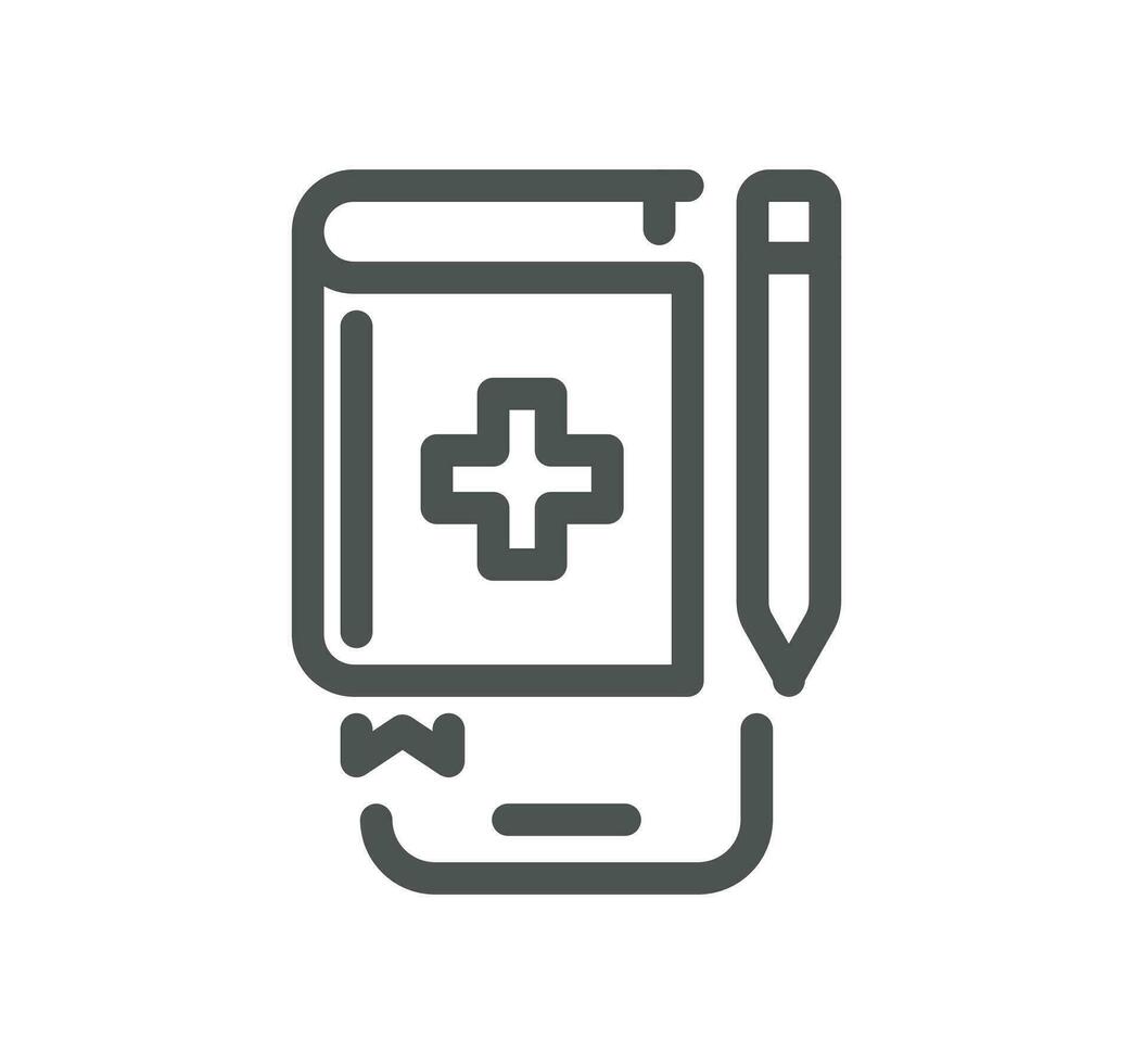 Healthcare and medicine related icon outline and linear vector. vector