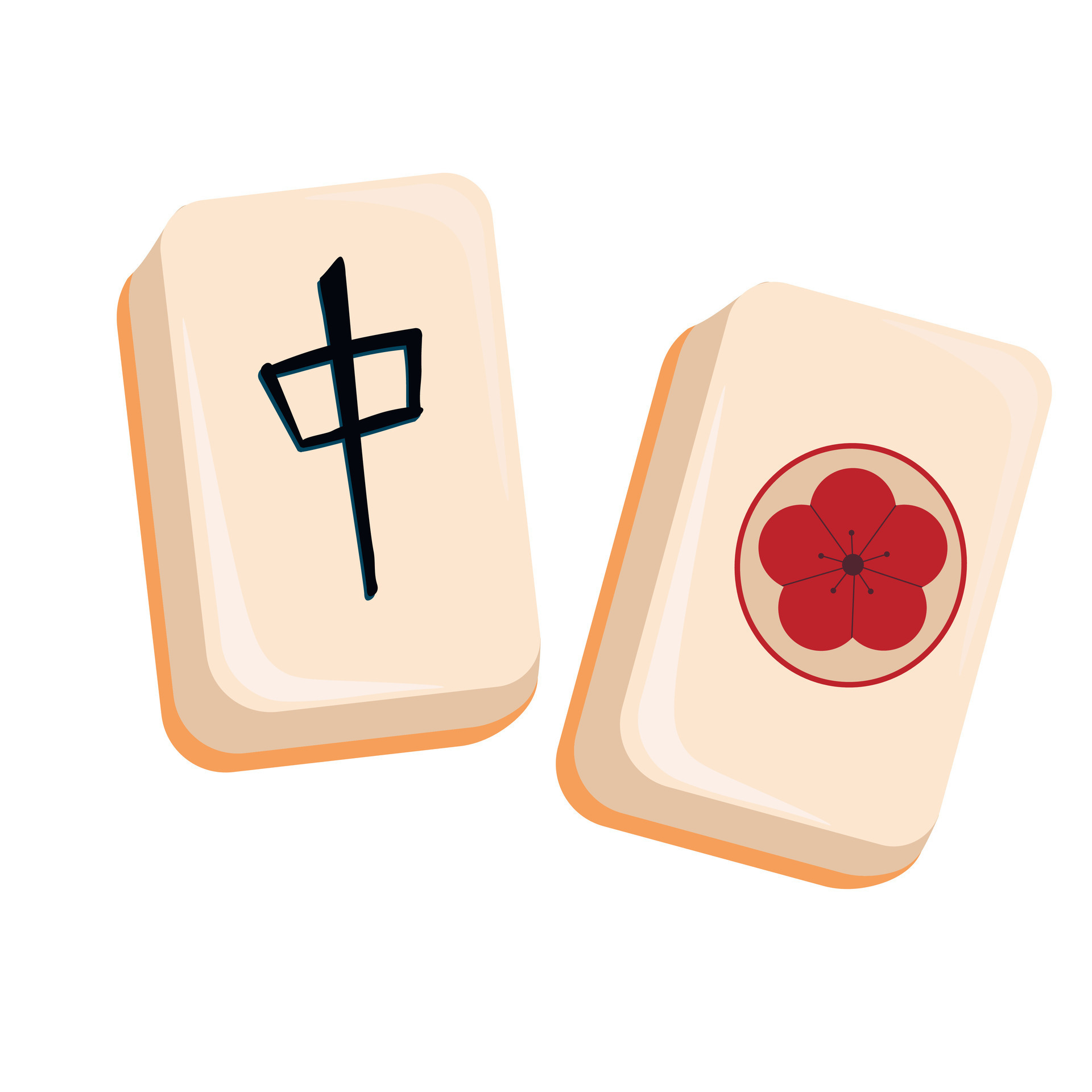 Mahjong or majiang. Chinese gambling game. Dice. Vector stock